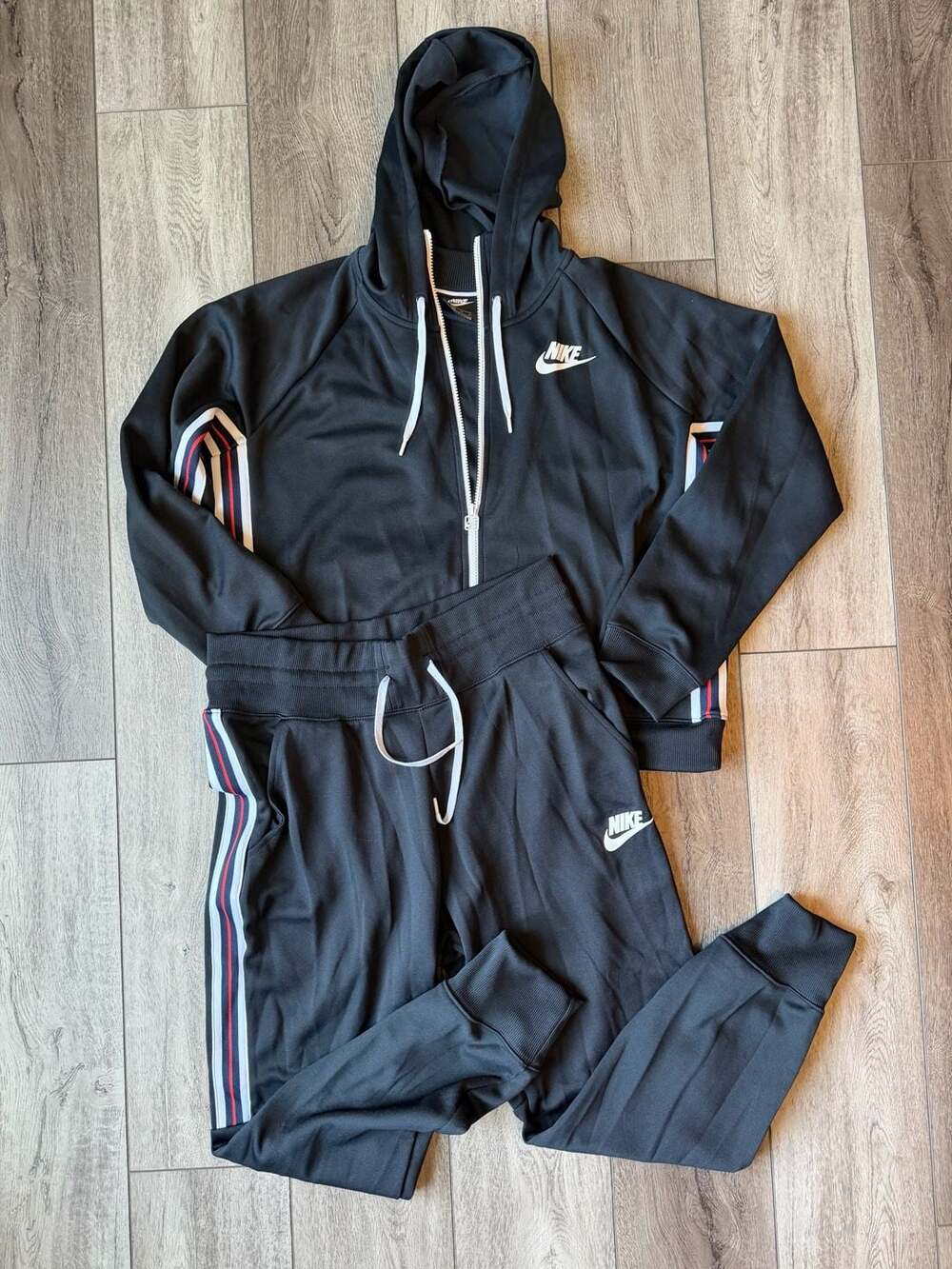Nike Tracksuit Full Zip Hoodie Joggers Set Size XL Black